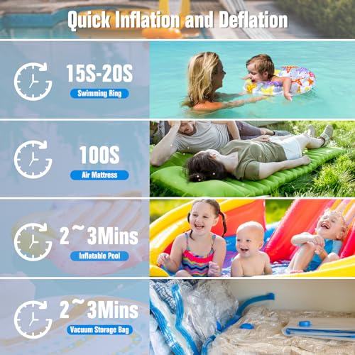 Mini Air Pump for Inflatables Portable, Electric Type-C Rechargeable Quickly Inflate Deflate for Pool Floats Air Mattress Swimming Ring Vacuum Storage Bags|B0CR31PFPN